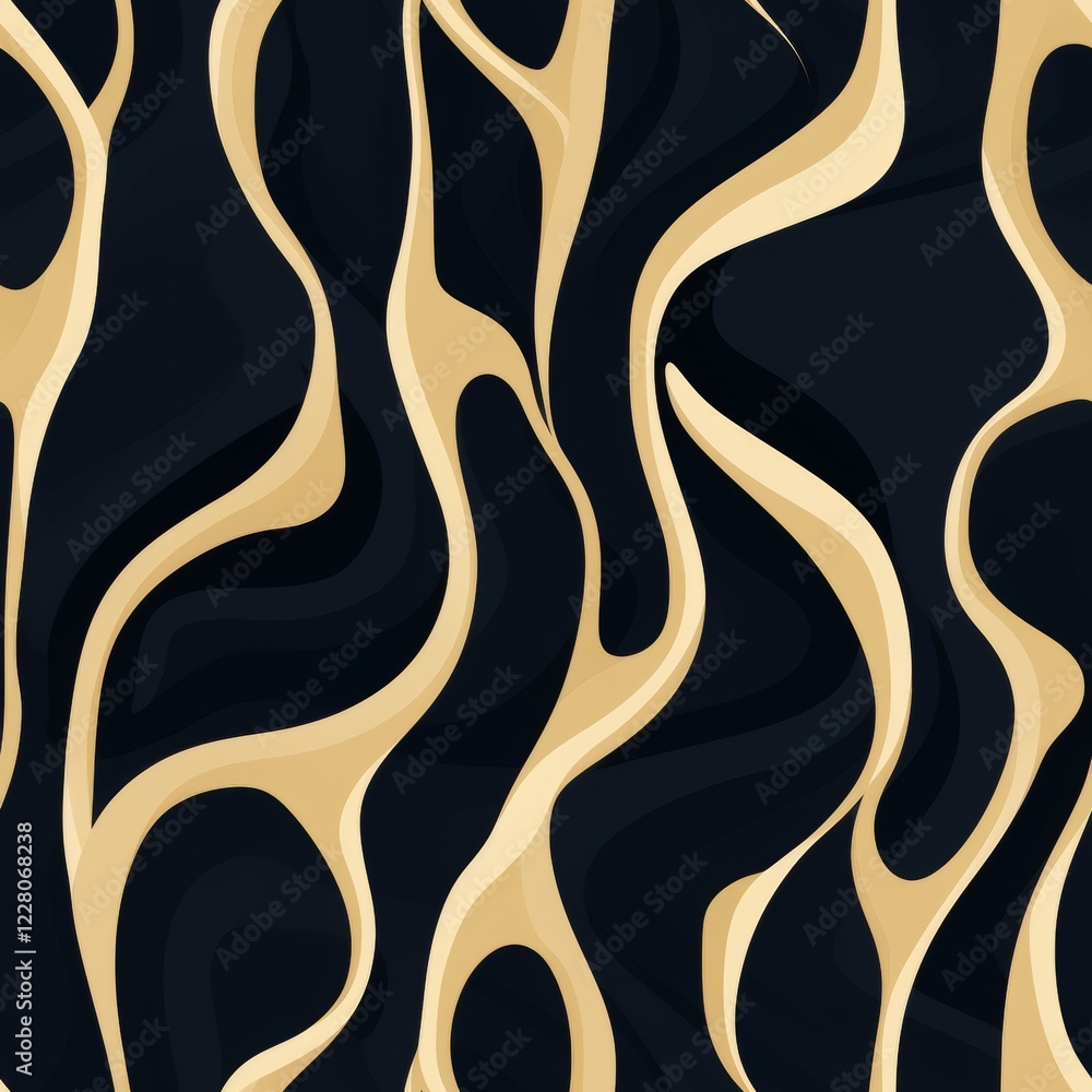 Poster abstract seamless pattern of smooth curved lines intersecting on a minimalist grid design