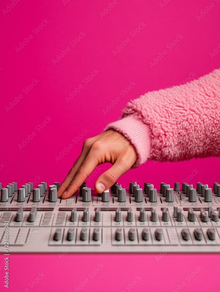 Aufkleber vibrant creative studio textured mixing console with sliders and knobs - digital sound editing for m