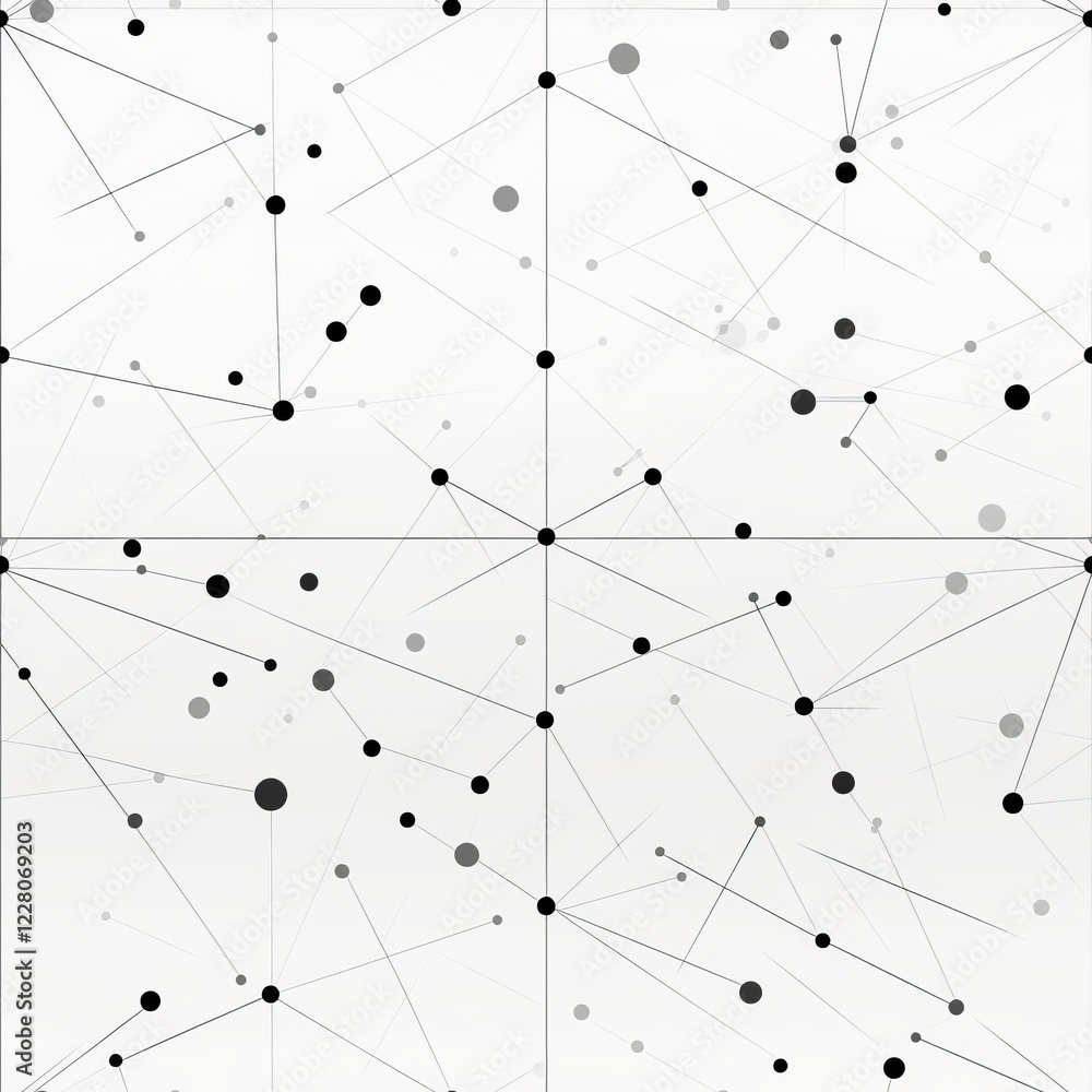 Aufkleber minimalist coordinate system with thin black lines and small circle intersections on white