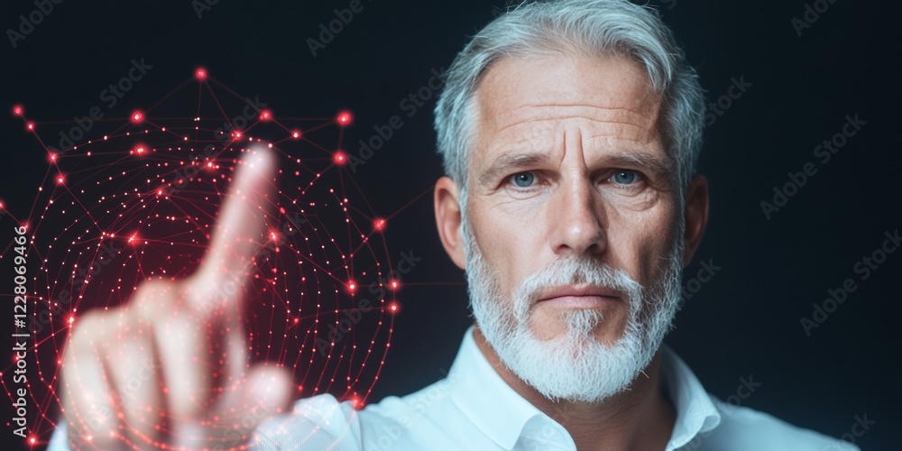 Aufkleber Contemporary Executive Data Visualization Senior Professional Pointing to Interactive Digital Interface - Business Intelligence for Strategic Decision-Making in Modern Corporate Environments