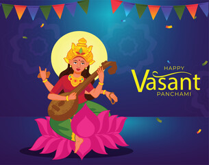 Happy Vasant Panchami Greeting Card and Post.