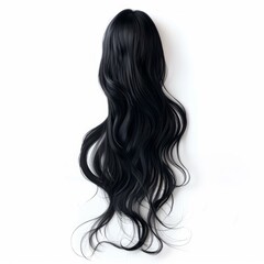 Natural black hair flowing over white background, creating a beautiful and elegant image for beauty and fashion concepts