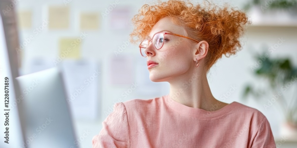 Poster modern collaborative workspace young diverse professionals in minimalist office setting with tech to