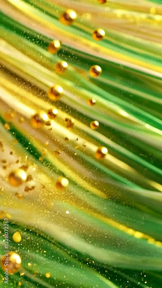 Aufkleber elegant swirling patterns of gold and green creating a mesmerizing abstract design in soft focus
