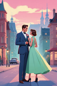 bride and groom walking in the city