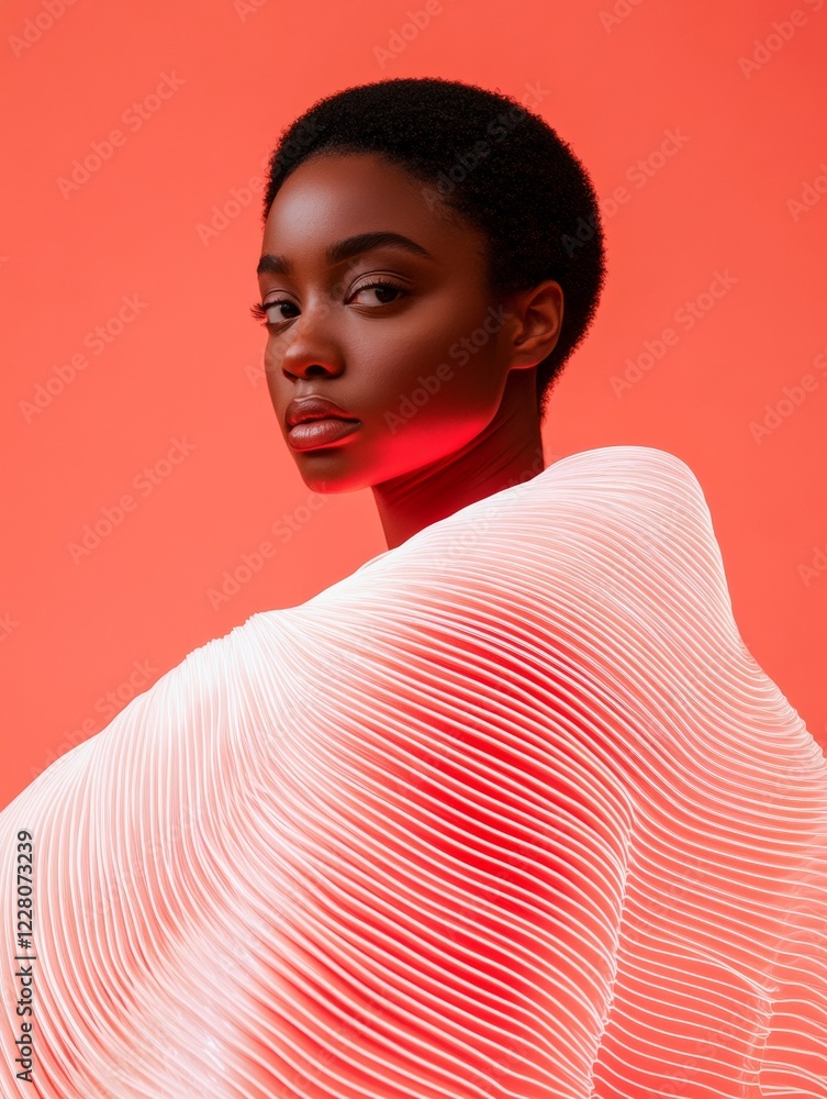 Poster metaverse fashion fusion afrocentric elegance with liquid light overlay - immersive tech in digital 