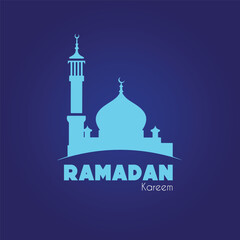 Ramadan Kareem Vector Design with Mosque, Hanging Lamps and Moon | Islamic Festival Art