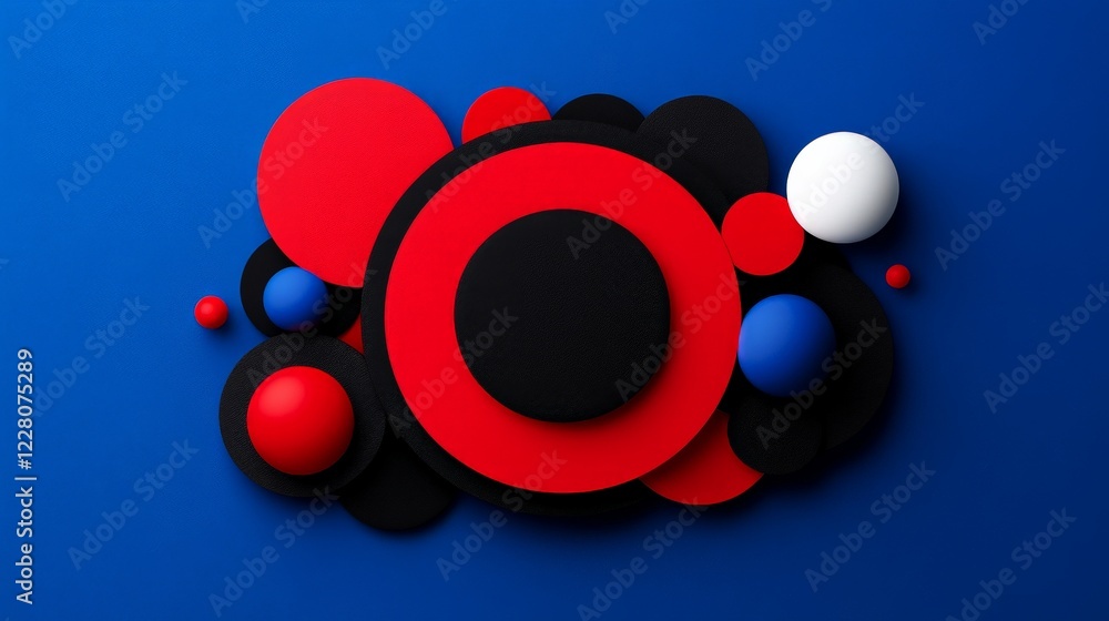 Poster abstract geometric composition: a captivating geometric composition featuring a vibrant array of red