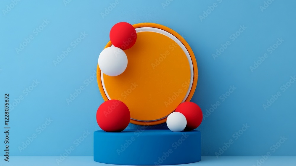 Poster abstract display: a minimalist and artistic arrangement featuring a vibrant display of geometric sha