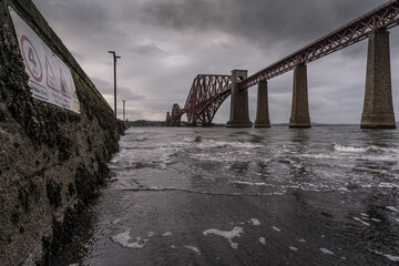 Firth of Forth railway bridge near Edinburgh.