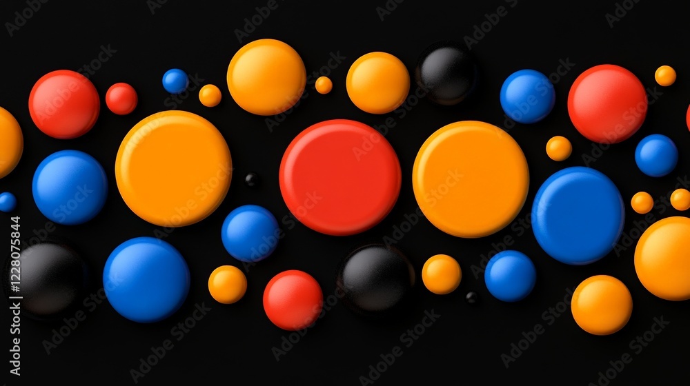 Poster chromatic spheres: an artistic composition of colorful spheres of different sizes and textures float