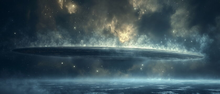 An elongated cigar-shaped UFO with a perfect metal_004