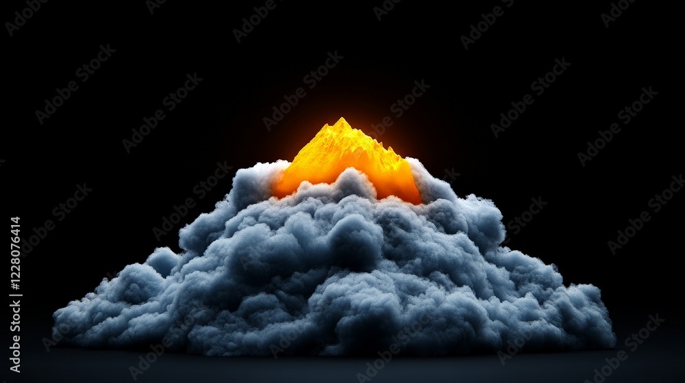 Poster explosive cloud: a dynamic explosion of gray and yellow clouds, captured in stunning detail against 