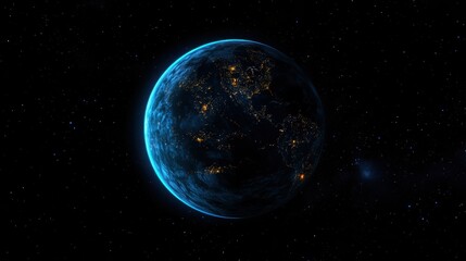 Obraz premium Earth Glowing at Night with Vibrant City Lights