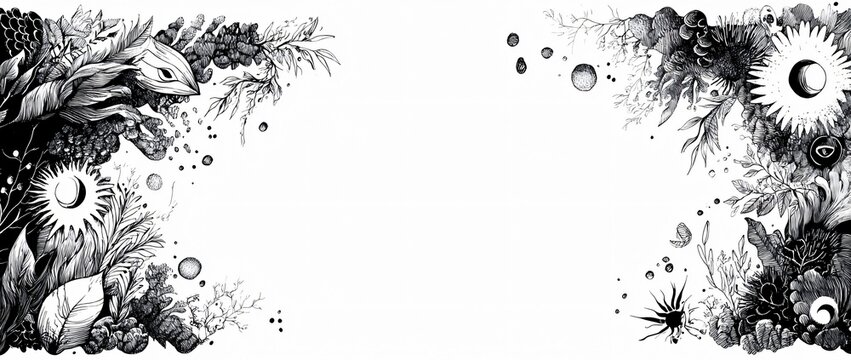 Whimsical black line art border design ideal for Black History Month celebrations, invitations, and creative projects, inviting engagement and creativity.