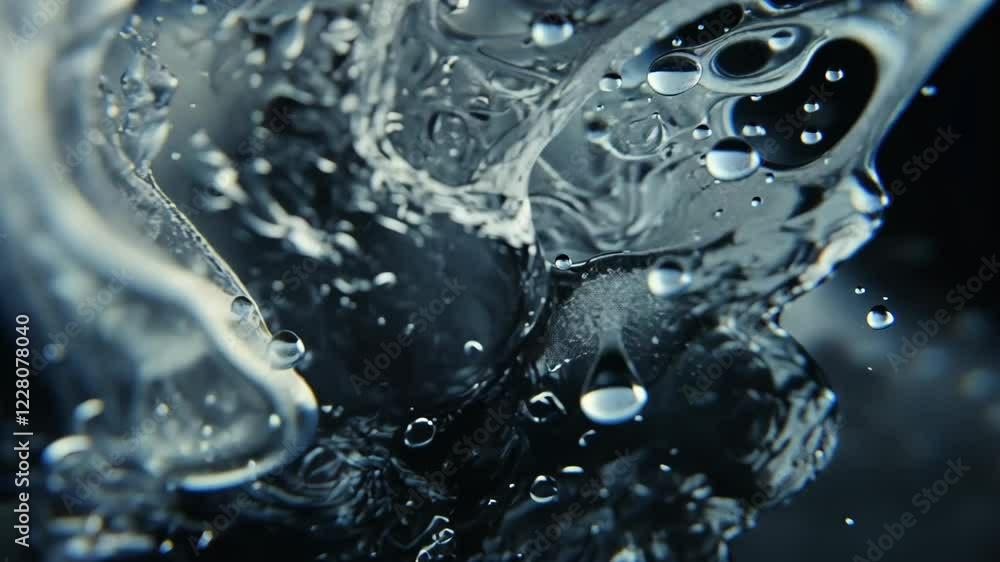 Aufkleber water splashes in dynamic motion creating an abstract pattern in a dark background