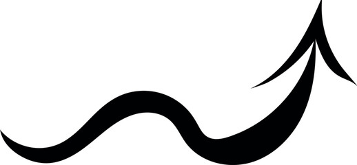  Illustration features a bold, black curved arrow with a dynamic, flowing design, tapering at both ends, giving it a sense of motion and direction.