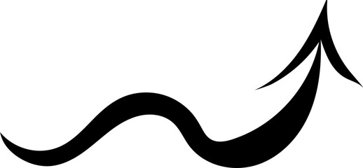  Illustration features a bold, black curved arrow with a dynamic, flowing design, tapering at both ends, giving it a sense of motion and direction.