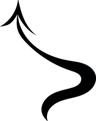  Illustration features a bold, black curved arrow with a dynamic, flowing design, tapering at both ends, giving it a sense of motion and direction.
