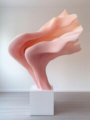 Contemporary Sculptural Innovation Neutral Textured Form on Minimalist Pedestal - Art Exhibition and Interior Design Inspiration for Modern Spaces