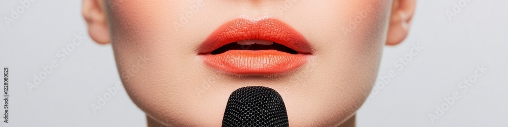 Poster accent lips in voiceover artistry captivating macro of lush texture and chromatic detail for audio n