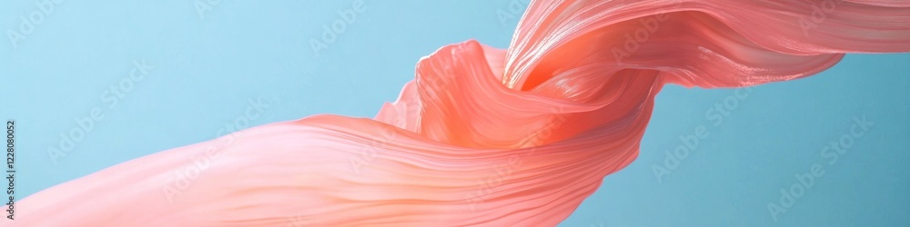 Poster Neo-Futuristic Data Interaction Flowing Coral Textures on Blue Holographic Interface - Tech Marketing Visuals and Innovative User Experience Design for Digital Business Transformation