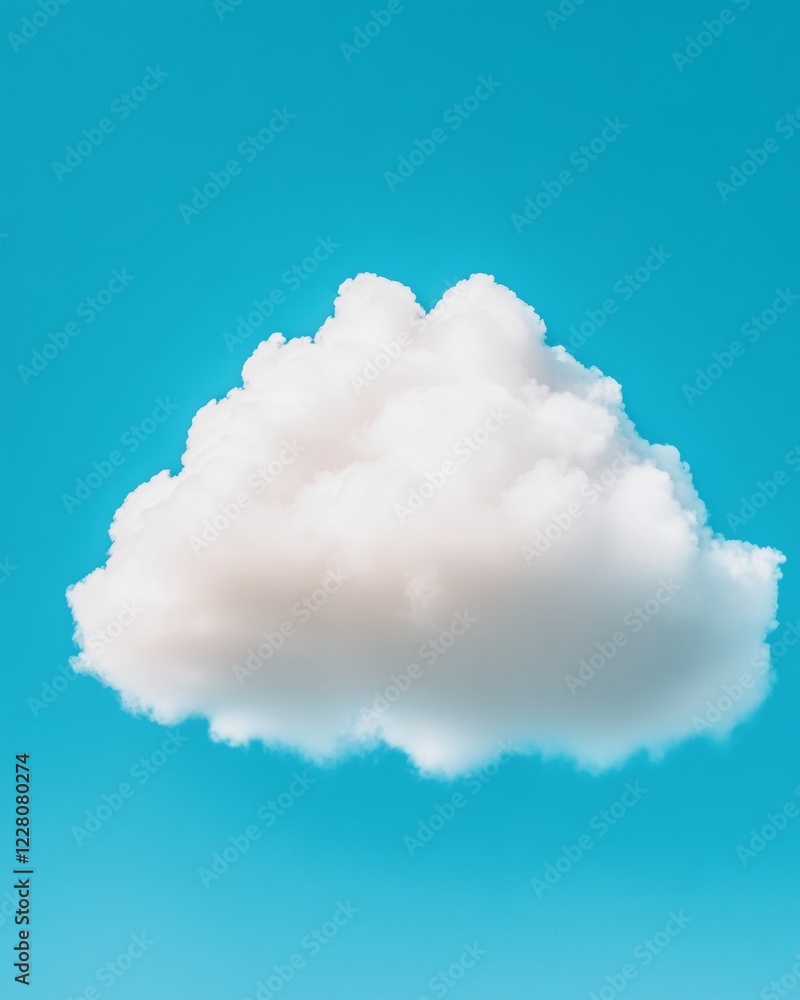 Aufkleber Minimalist Cloud Aesthetic Fluffy Cloud on Blue Sky - Tech Marketing Content and Cloud Computing Visualization for IT Solutions and Remote Data Architecture