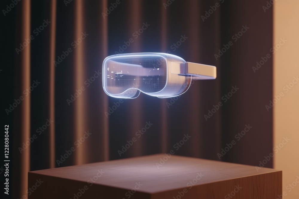 Leinwandbilder futuristic vr interface design holographic display in sleek glass texture - modern tech solutions fo