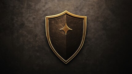 Shield design with a star symbol creating a striking appearance on a textured background in a modern style. Generative AI