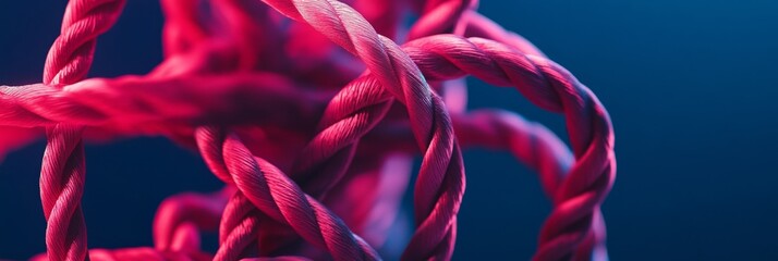 Dynamic Team Building Ropes Vibrant Pink Cord Structures for Corporate Trust and Cooperation Growth in Modern Business Settings - Collaboration and Safety Materials Insight