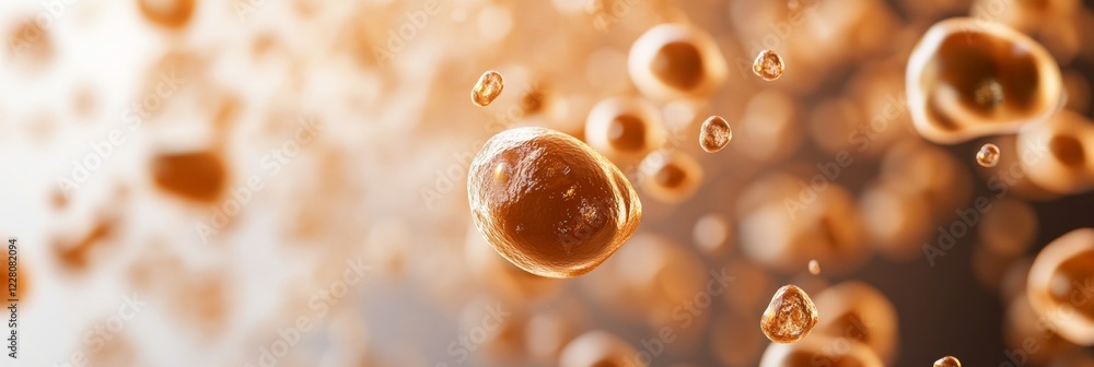 Poster Cutting-Edge Microscopy Precision Cellular Visualization in Amber Tones - Modern Scientific Research Tools and Biotechnology Innovation for Enhanced Biomedical Investigation