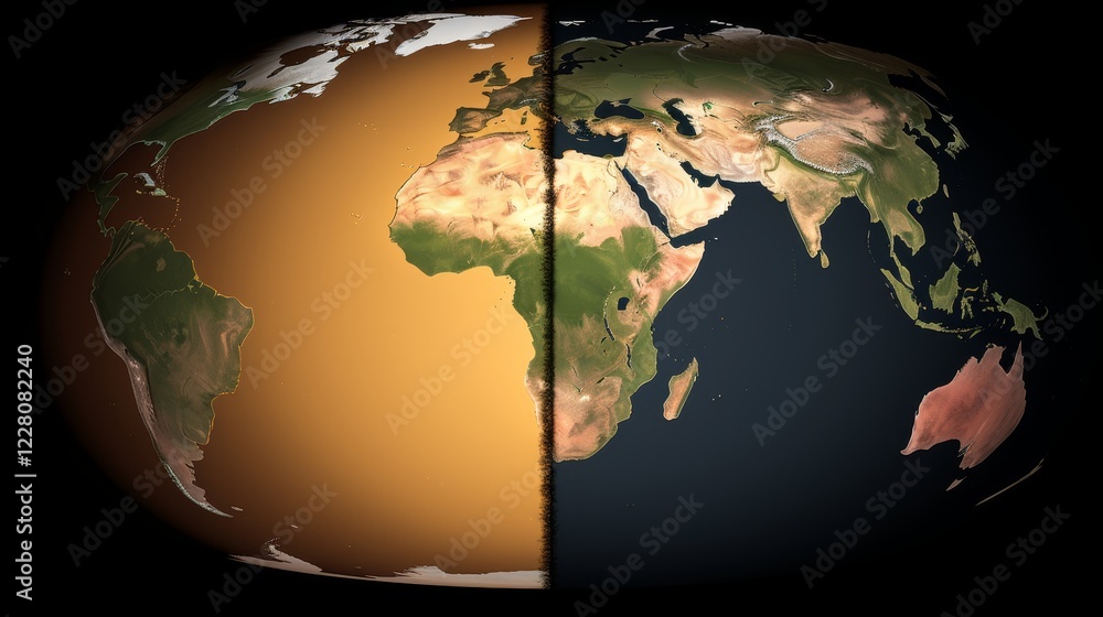 Poster planet shadow a striking semi circle of earth with illumination and shadow for visual contrast