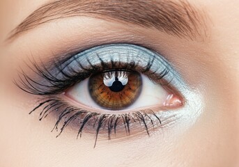 Fototapeta premium Close-up of a woman's eye showcasing stunning makeup and vibrant colors