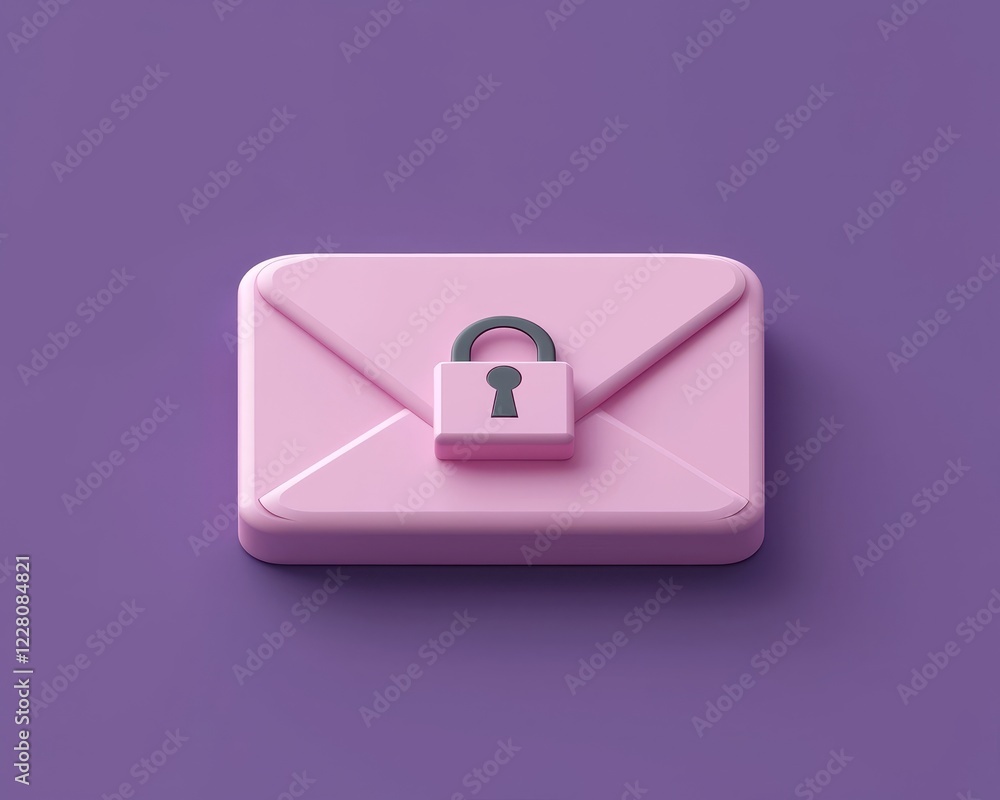 Poster email icon with locked encryption symbol highlighting cybersecurity and protected communication