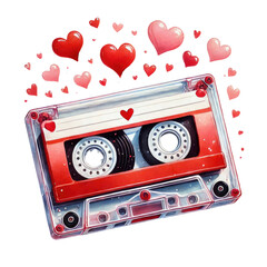 Valentine Cassette Tape Clipart Vector Illustration - Retro Love Music Design