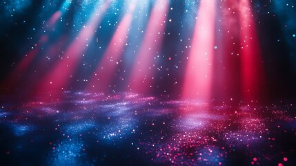 a dynamic scene with bright, colorful lights against a dark background, creating a vibrant and energetic atmosphere