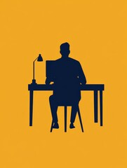 Fototapeta premium Focused Tech Entrepreneur at Work - Innovation, success, technology, dedication, productivity. A tech entrepreneur working diligently at their desk.