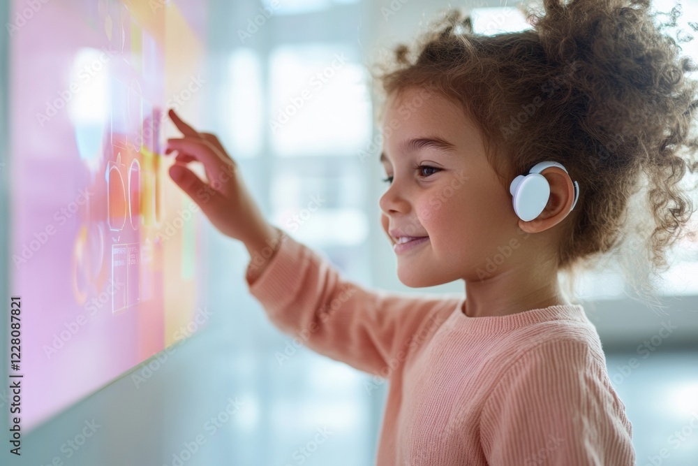 Poster vibrant learning environment interactive smartboard with sensory inclusivity for educational growth 