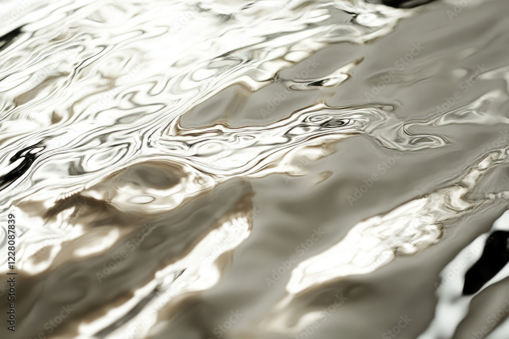 Aufkleber abstract close-up of rippling water surface, reflecting light and creating dynamic patterns.