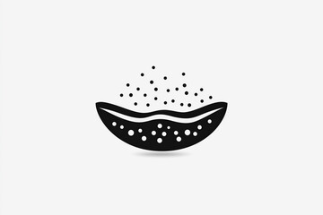 Black watermelon slice with seeds silhouette on white background