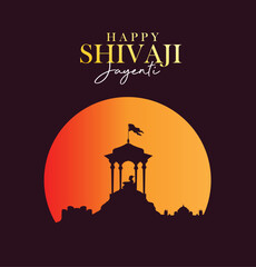 Happy Chhatrapati Shivaji Maharaj Jayanti Post and Banner Design. Shivaji Jayanti Celebration. sunset or sunrise background. Vector Illustration 
