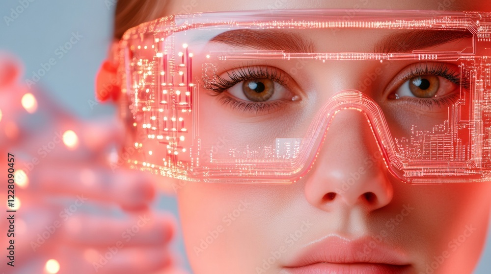 Aufkleber Futuristic AI-Driven Smart Glasses in Electronics Lab Next-Gen Circuit Testing for Enhanced Automated Production in Modern Industrial Innovation