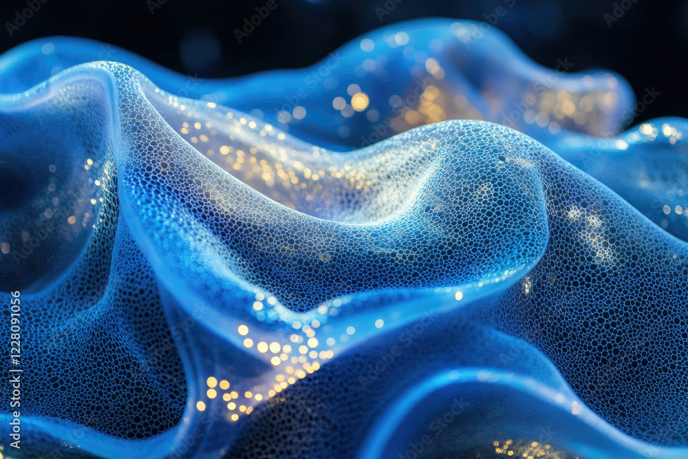 Aufkleber abstract blue and gold textured wave, shimmering and flowing, creating a sense of depth and movement