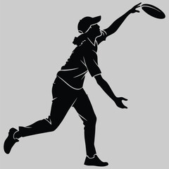 a person throwing a frisbee silhouette vector design art and illustration