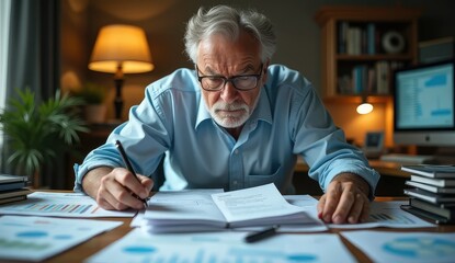 a man studies a document