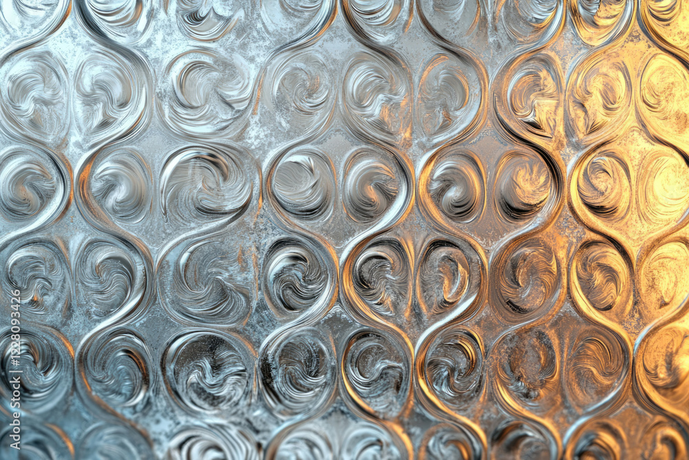 Poster Abstract swirls of metallic texture in silver and gold tones, creating a visually captivating pattern.