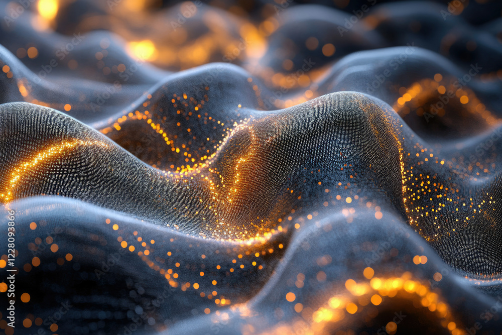 Leinwandbilder abstract digital wave with glowing particles, representing data flow or network.