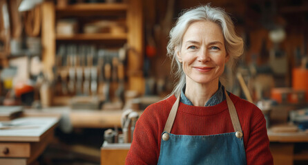 female carpenter in a woodworking workshop