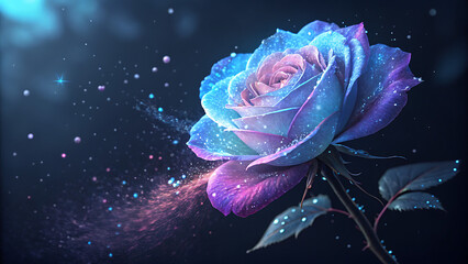 Obraz premium blue rose with water drops