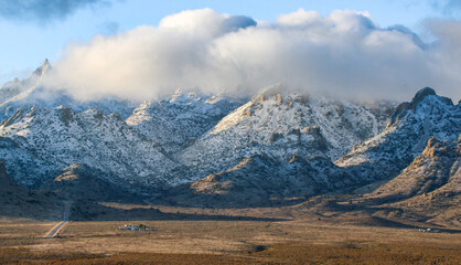 Snow covered Florida Mountains Deming, New Mexico